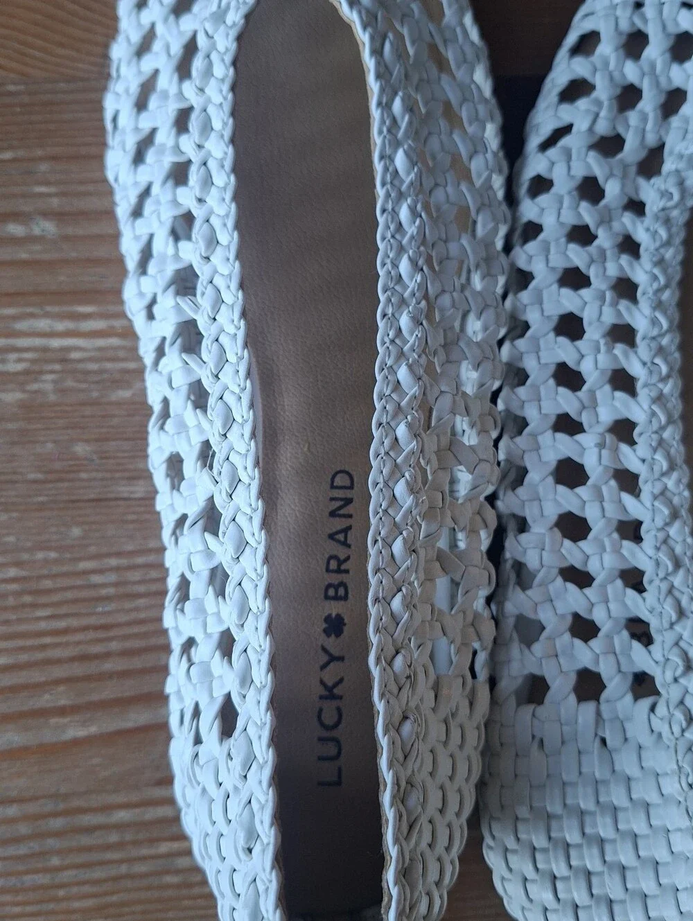 Lucky Brand Woven Leather Ballet Flats , White Size 8